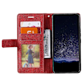 Miniatyrbillede 2 af 5: Til Samsung Galaxy Xcover 5 Wallet Case Linjer Præget PU Læder Telefon Bagcover Red