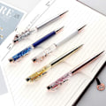 Miniatyrbillede 5 af 5: 5 stk. Kuglepenne Personlig Bling Dynamisk Flydende Sand Rosaguld Metal Pen Sort Blæk til Gave Kontorindretning