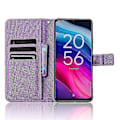 Miniatyrbillede 2 af 5: Til TCL 505 T509K T5094 Etui Diamanttekstur PU Læder Kort Slots Stativ Telefon Cover Purple