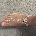Miniatyrbillede 5 af 5: Justerbar Forlænget Kæde Dame Ankelkæde Skinnende Rhinestone Blade Fodkæde med Tåring Fodsmykker