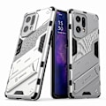 Miniatyrbild 1 av 5: För Oppo Find X5 Välskyddat Anti-repa Hårt PC + Mjukt TPU Mobiltelefonfodral Ställskydd Silver
