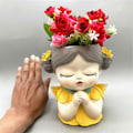 Miniatyrbild 3 av 5: Silikonform Blomma Fe Bön Blomkruka Harts Gips Kristall Droppande Lim Verktyg DIY Handgjorda Hantverk Grön