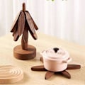 Miniatyrbillede 4 af 5: 2 Sæt Træcoastere i Træ, Træisolering Måtte, Stabelbare Træcoastere Sæt med 4, Sort Valnød Trivet Coaster