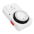 Miniatyrbilde 2 av 5: Mekanisk tidsbryter for stikkontakt, 24 timers syklus, 3-pins, 2 moduser, lysindikator, plugg inn elektrisk timer for lys