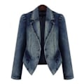 Miniatyrbild 3 av 4: Dam Denimjacka Jeansjacka Kavaj Ytterkläder Casual Topp Plusstorlek M