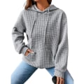 Miniatyrbild 1 av 5: Hoodie för damer, Off Shoulder-tröja för damer, enfärgad långärmad tröja Gray M
