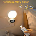 Miniatyrbillede 2 af 5: LED Natlampe med Stik og Ur Fjernbetjening Flimmerfri Øjenbeskyttelse 3 Lysfarver Dæmpbar Natlampe