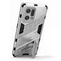 Miniatyrbild 3 av 5: För Oppo Find X5 Välskyddat Anti-repa Hårt PC + Mjukt TPU Mobiltelefonfodral Ställskydd Silver