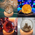 Miniatyrbillede 4 af 5: 4 STK Kugle Lys Resin Form LED Resin Silikone Form med Træ Lysende Base Rund Krystal Lampe Kunst Silikone Form