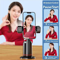 Miniatyrbillede 2 af 5: Q02 360° Rotations Gimbal Stabilisator Selfie Stick Desktop Ansigtssporings Gimbal med Fjernbetjeningsudløserholder Bluetooth Lys
