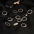 Miniatyrbild 2 av 5: 12 st Retro Vridna Utskurna Knogfingerringar Strass Ring Set Smycken