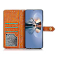 Miniatyrbilde 2 av 5: Khazneh For Honor Magic 5 Lite 5g /x9a 5g / X40 5g Gullknapp PU Lær Kuskinn Tekstur Telefon Stativ Veske Lommebok Deksel Blue