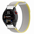 Miniatyrbillede 2 af 5: Til Coros Vertix 2 / Garmin Fenix 7X / 6X / 5X 26mm Trail Loop Nylonbånd Blød Urrem - R Beige White
