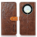 Miniatyrbillede 1 af 5: Khazneh For Honor Magic 5 Lite 5g /x9a 5g / X40 5g Guldknap PU Læder Ko Læder Tekstur Telefon Stand Case Wallet Cover Brown