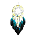Miniatyrbillede 1 af 5: 1 Sæt Drømmefanger Blåt Træ med Fjer med LED Lampe, Håndlavede Indiansk Traditionel Cirkulær Net til Vægophæng Deco