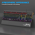 Miniatyrbild 2 av 5: Mekaniskt tangentbord med handledsstöd USB-kabelanslutet tangentbord RGB Grön Axis Tangentbord Ergonomisk design för PC-spelare