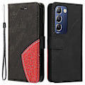 Miniatyrbillede 1 af 5: Læder Etui Til vivo V40 SE 5G/ Y200e 5G Etui Wallet Farvesplejsning Telefon Cover Black