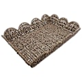 Miniatyrbilde 2 av 5: Stor Vifteformet Brett med Kant i Kurv, Rektangulært Brett, Håndvevd Vifteformet Brett i Rattan, Dekorativt Kurvbrett