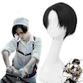 Miniatyrbild 2 av 4: Attack On Titan Levi Ackerman Cosplay Peruk Syntetiskt Hår Rivai Ackerma Hög Kvalitet