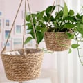 Miniatyrbillede 2 af 5: Hængende urtepotte til haven, makrame plantekurv, rebvævet indendørs udendørs blomsterpotteholder grå L