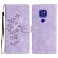 Miniatyrbild 1 av 5: Blommig Läderfodral För Motorola Moto G9 / G9 Play / E7 Plus Purple