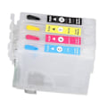 Miniatyrbillede 2 af 5: 4 stk. blækpatroner Sort Cyan Magenta Gul Permanent Chip Genanvendelige Printer Refill Inkjet Patroner T1321 T1332 T1333 T1334