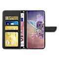 Miniatyrbilde 2 av 5: For Nokia C30 Sommerfugl Blomster Preging Pu Lær Telefon Shell, Fallsikker Mønster Preging Design Lommebok Stativ Veske Med Praktisk Stropp Black