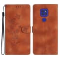 Blomster Læder Etui Til Motorola Moto G9 / G9 Play / E7 Plus Brown