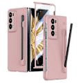 Miniatyrbild 1 av 5: För Honor Magic V2 5G Skinnliknande Telefonfodral med Härdat Glas Film och Stylus Pink