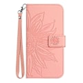 Miniatyrbild 2 av 5: För Samsung Galaxy A73 5G HT04 Skin-Touch PU Läder Folio Flip Telefonfodral med Tryckt Solrosstativ Light Pink