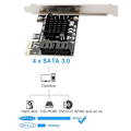 Miniatyrbillede 2 af 5: PCIe SATA-kort, 4 porte med 4 SATA-kabler, SATA-controller udvidelseskort med lavprofilbeslag, Marvell 9215 Non-