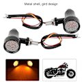 Miniatyrbillede 2 af 4: Metal Skal Retro Gitter Motorcykel Blinklys LED Bremselys Flash Lampe (Sort)