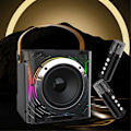 Pikkukuva 4 / 5: Tehokas Karaoke Bluetooth -kaiutin, jossa musiikin rytmivalo, stereoäänentoisto, langaton subwoofer ja kaksi mikrofonia, vaaleanpunainen
