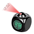 Miniatyrbilde 3 av 5: Projeksjonsvekkerklokke Digital Stemmestyrt Tid Temperatur LCD Digital Vekkerklokke Black