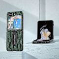 Pikkukuva 2 / 4: Ylellinen Samsung Galaxy Z Flip5 5G -puhelimen suojakuori, jossa jalusta, aitoa lehmännahkaa + PC-puhelinkotelo Green