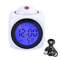 Miniatyrbild 4 av 5: Projektionsväckarklocka Digital Röst Tid Temperatur LCD Digital Väckarklocka Black