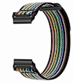Miniatyrbillede 3 af 5: Til Coros Vertix 2 / Garmin Fenix 7X / 6X / 5X 26mm Trail Loop Nylonbånd Blød Urrem - R Black  Rainbow Black