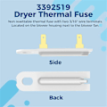 Miniatyrbillede 3 af 5: 3392519 Tørretumbler Termosikring WP3392519 Udskiftning til Tørretumbler Termosikring Erstatter AP6008325 3388651 15 stk