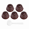 Miniatyrbilde 1 av 5: 5 stk. Matvaregodkjent PP 304 Rustfritt Stål Gjenbrukbar Påfyllbar Kaffekapsel Filter (Brun)