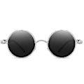 Miniatyrbild 1 av 5: Vintage Polariserade Steampunk Solglasögon Herr Rund Silver Frame Grey Lenses