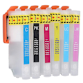 Miniatyrbillede 3 af 5: 6 stk. blækpatron genanvendelig sort cyan magenta gul lys cyan lys magenta printer refill blækpatron udskiftning T2431 T2432 T2433 T2434 T2435