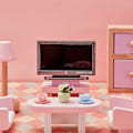 Miniatyrbilde 2 av 5: 2 stk. 1:12 Miniatyr TV Fjernsyn med Fjernkontroll Møbeldekorasjonstilbehør