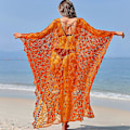 Pikkukuva 4 / 5: Rantamekko Boho Pitsi Kimono Plus Koko Bikini Aamutakki Uimapuku Naisten Yhtenäinen Orange