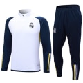Miniatyrbild 1 av 2: 23-24 säsong Thailändsk version långärmad tröja set Real Madrid vuxen och barn långärmad halv-dragkedja träningsdräkt white 1 10