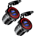 Miniatyrbillede 3 af 5: Biloplader USB Multi Port QC3.0 Hurtig Opladning Cigartænder Adapter til Autocampere Skibe Motorcykler Rødt Lys