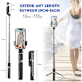 Miniatyrbillede 3 af 5: Selfie Stick Tripod, 4 I 1 Udtrækkelig Selfie Stick Med Bluetooth Fjernudløser 360 Graders Rotation