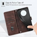 Miniatyrbillede 4 af 5: For Honor Magic 5 Lite 5g /x9a 5g/x40 5g Telefon Cover Flip Stand Læder Wallet Stødsikkert Cover Brown