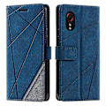 Miniatyrbillede 1 af 5: Til Samsung Galaxy Xcover 5 Wallet Case Linjer Præget PU Læder Telefon Bagcover Blue