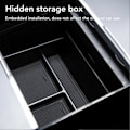 Miniatyrbilde 4 av 5: Midtkonsoll Organizer Brett Skjult Design Midtkonsoll Innleggsbrett Oppbevaringsboks Erstatning for Tesla Model 3 Highland 2024 Silikon