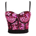 Miniatyrbild 1 av 5: Jumping Slim Camisling Laser Sequent Väst Musikfestival Damkläder Damkläder Exy Shine Bustier Crop Top, Bustier Crop Top rose Red 34B